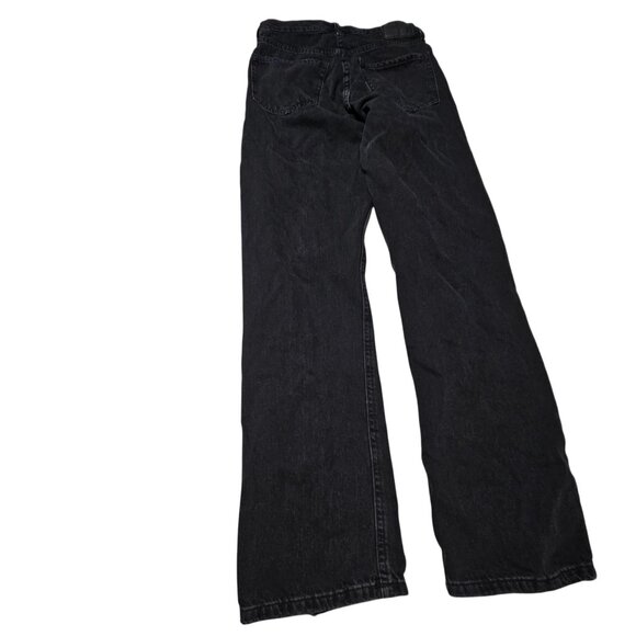 Aeropostale 90s Baggy Jeans Womens Size 0 Button Fly Mid Rise Black Ripped Denim - Picture 3 of 7